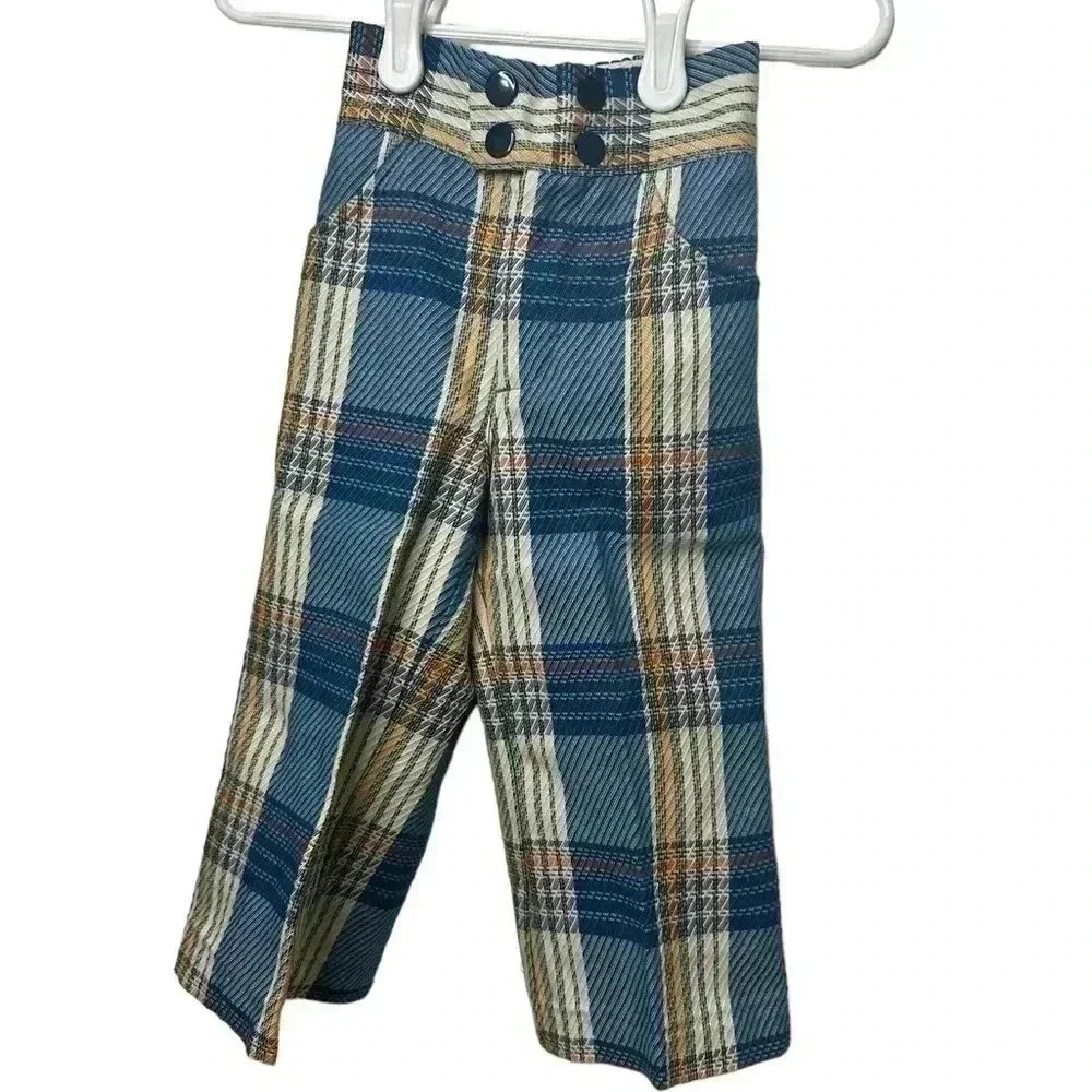 1970’s Walt Disney Winnie the Pooh Blue Classic Plaid Pant Toddler Size 2